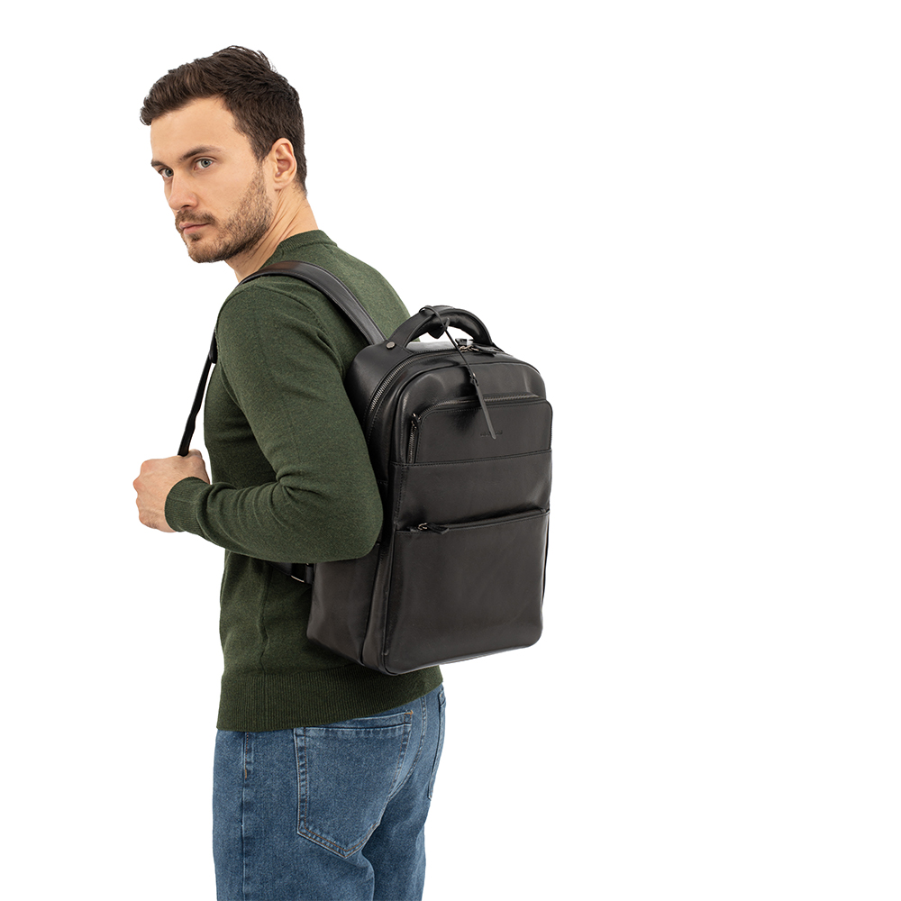 Рюкзак мужской GEORGE KINI GK.MEN LEATHER BACKPACK Black